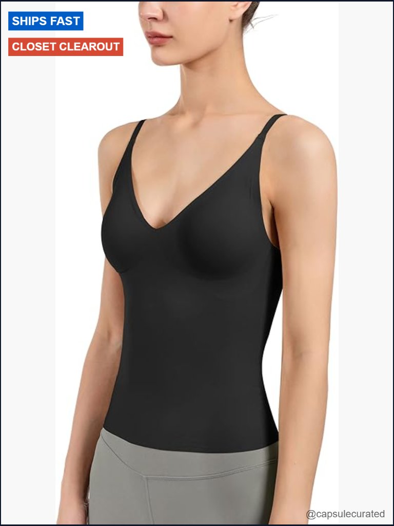 Women's Fit Camisole With Built In Bra - Spaghetti Straps Tank